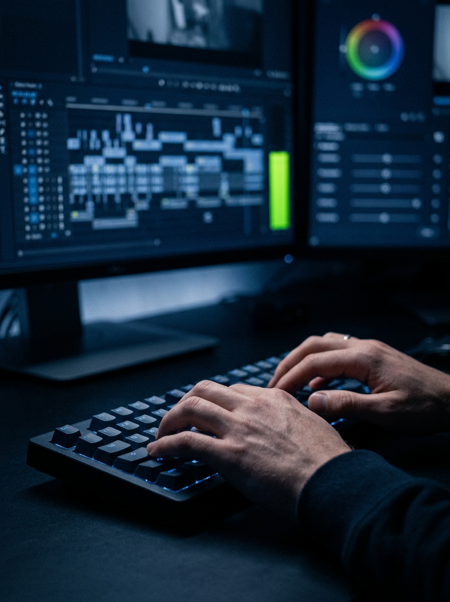 Persona a computer che si occupa di scrivere testi,per grafica web e social media